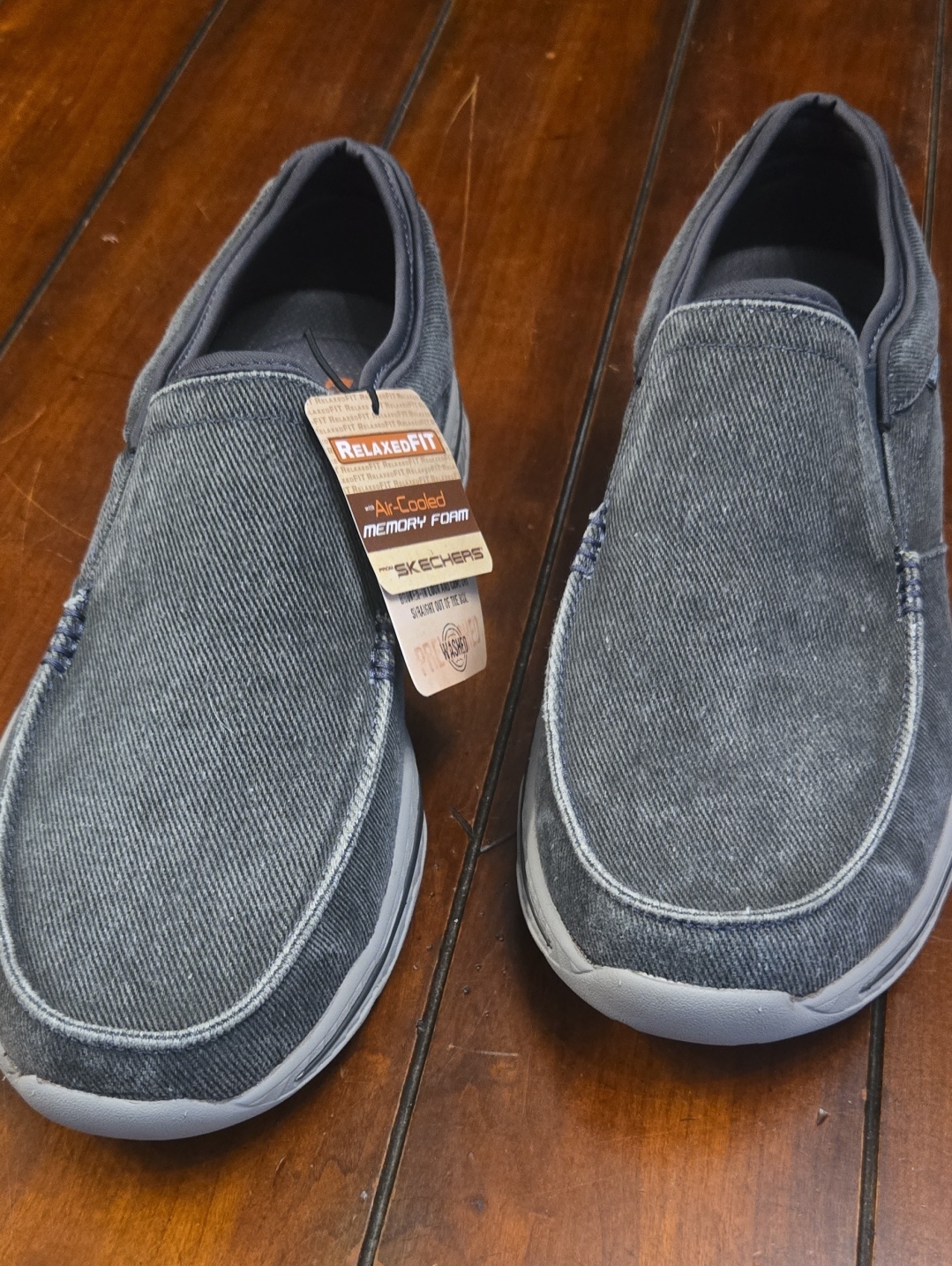Skechers Men's Gray Relaxed-Fit Slip-On Canvas Loafers